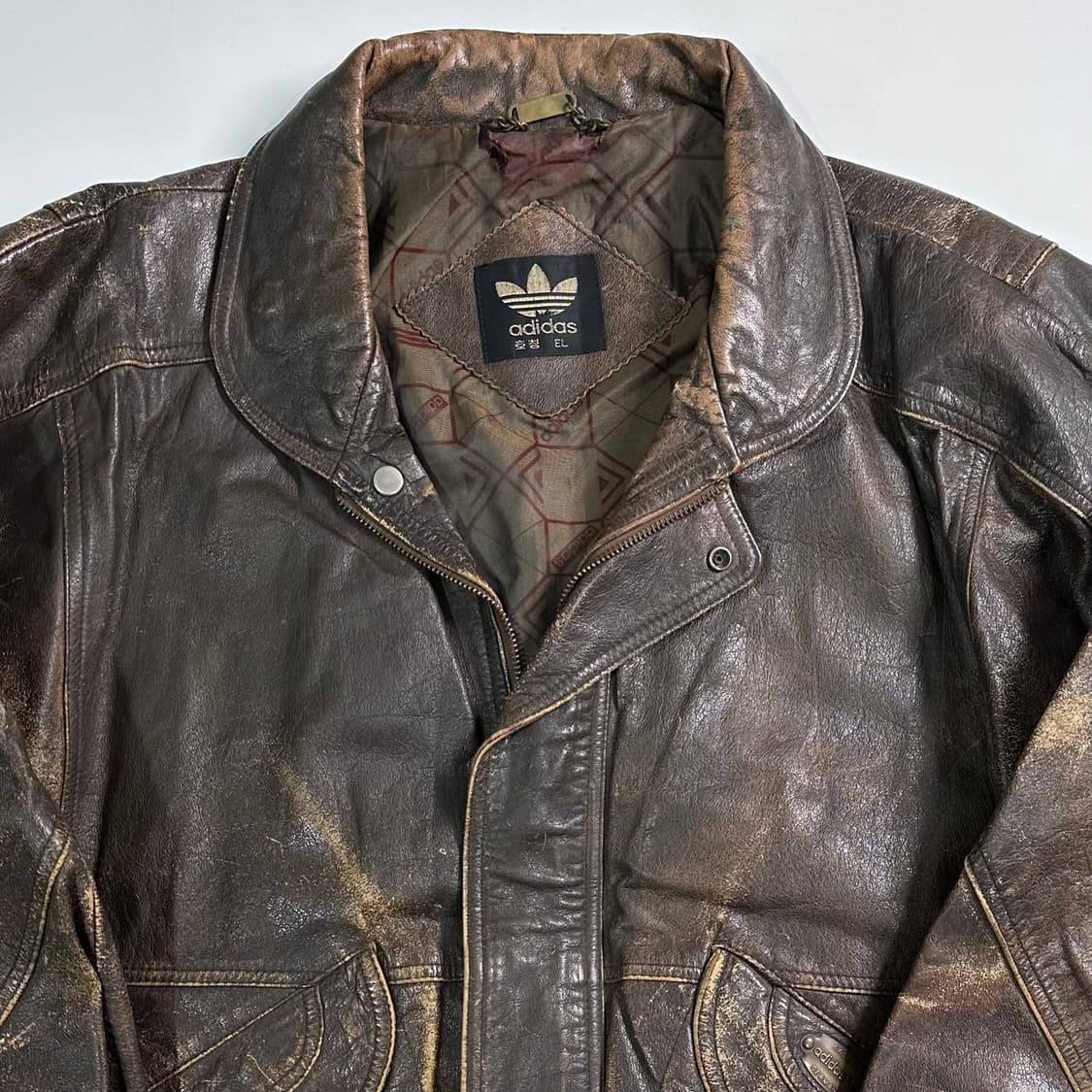 80s 아디다스 가죽 봄버 자켓 상품이미지2