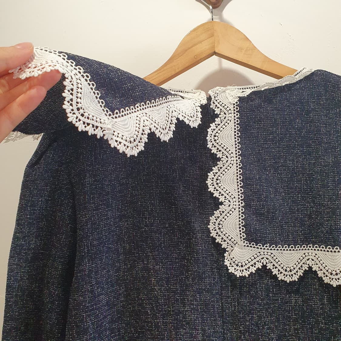 트위드 빅카라 레이스 원피스  상품이미지3