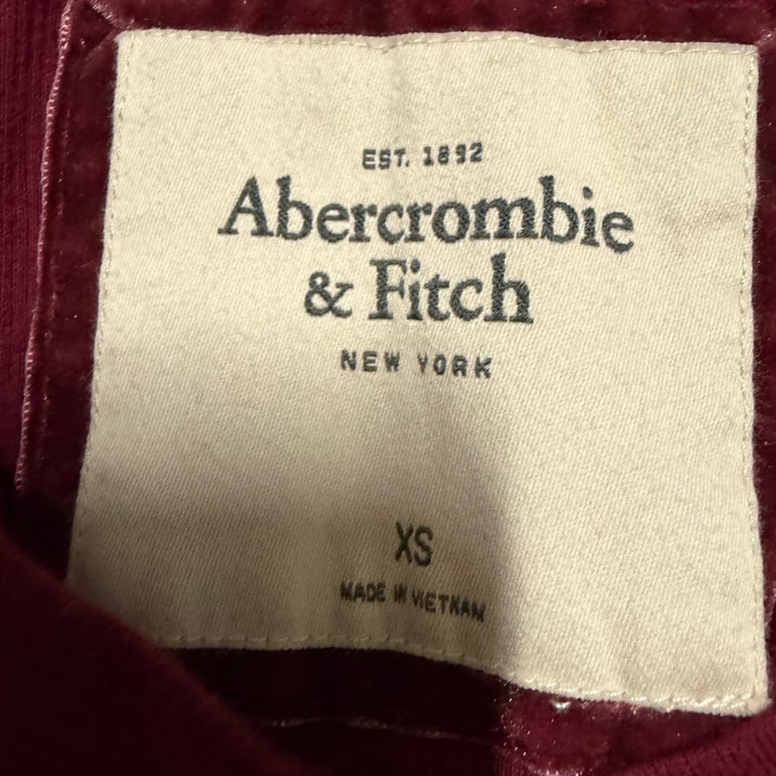 딱붙핏 아베크롬비 버건디 긴팔티 XS 상품이미지3