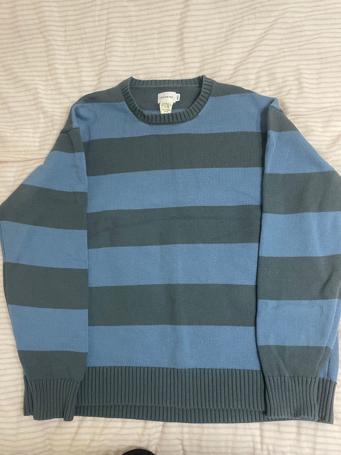[m] 카키스 보더 스트라이프 니트 스웨터 블루/그레이 상품이미지1