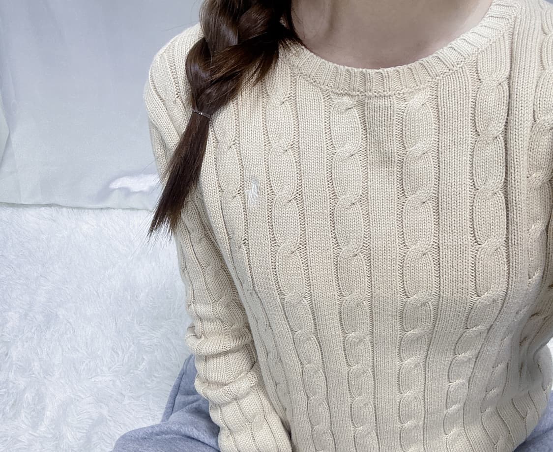 폴로 랄프로렌 베이지 화이트포니 꽈배기 니트  상품이미지3