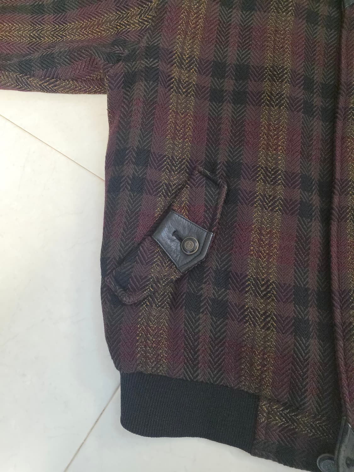 빈티지 입생로랑 소가죽 울 체크 블루종 자켓 L 상품이미지2