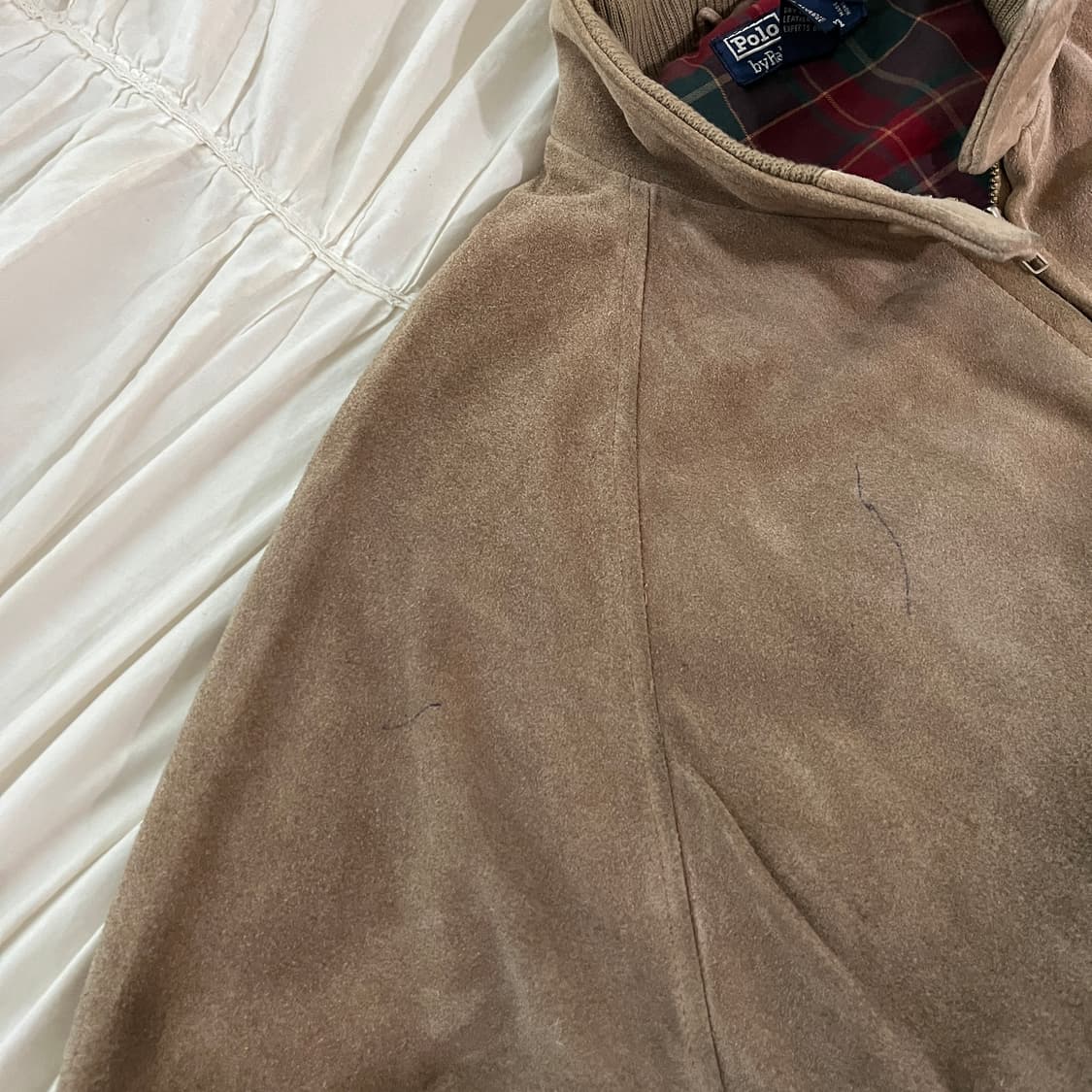 90s 폴로 스웨이드 헤링턴 자켓 XL 베이지 상품이미지4