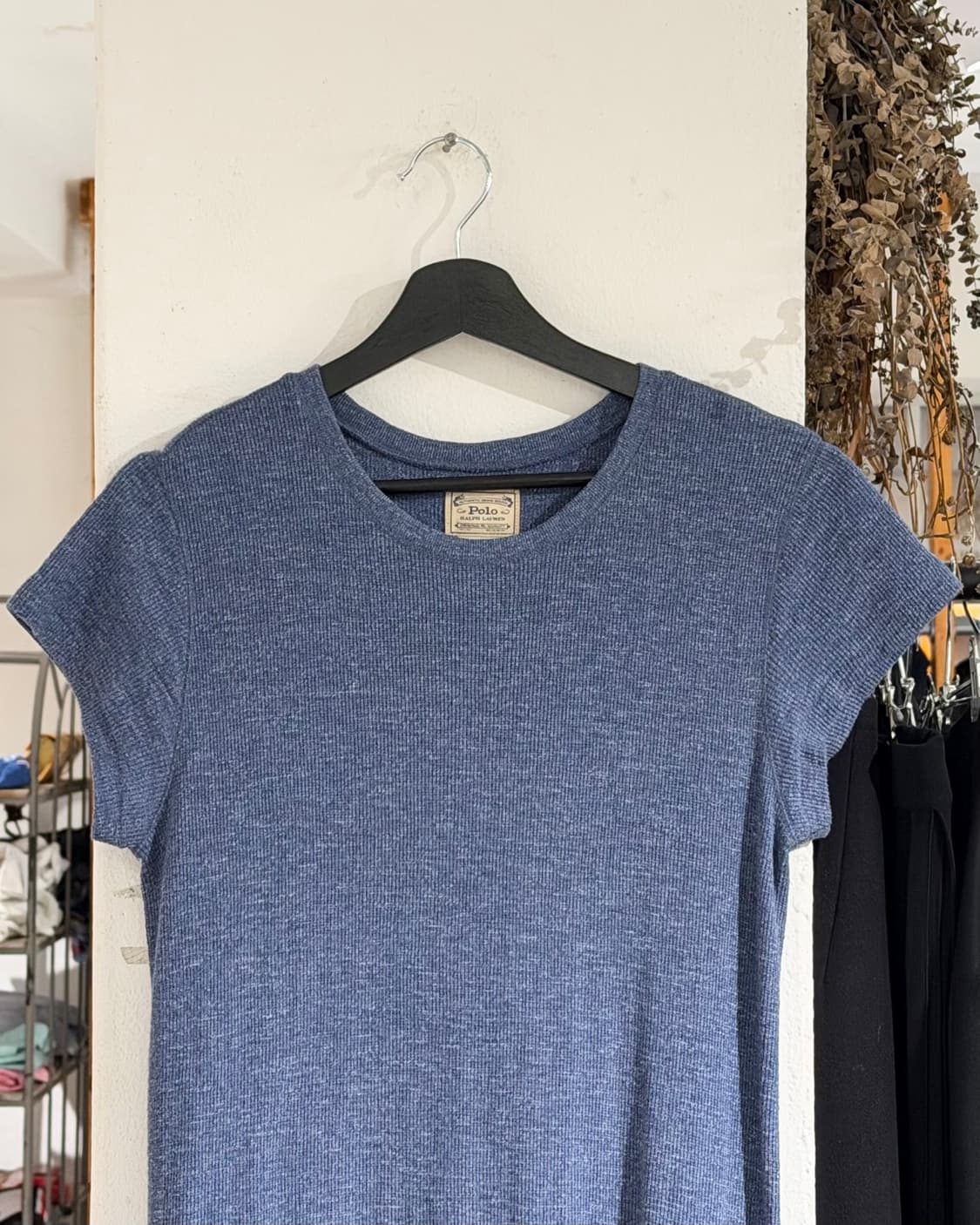 폴로 랄프로렌 블루 와플 니트 하프 슬리브 맥시 드레스 상품이미지4