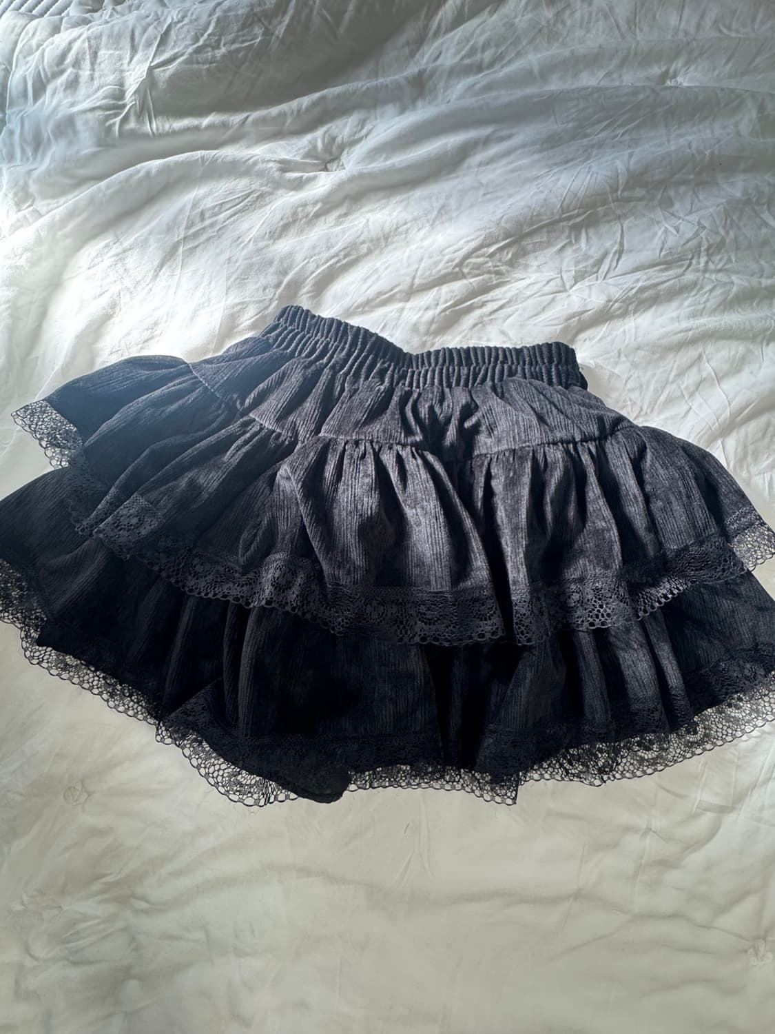 🎀귀염뽀짝여친재질st🎀 수플레 레이스 골덴 스웨이드 밴딩 캉캉 플레어 상품이미지2