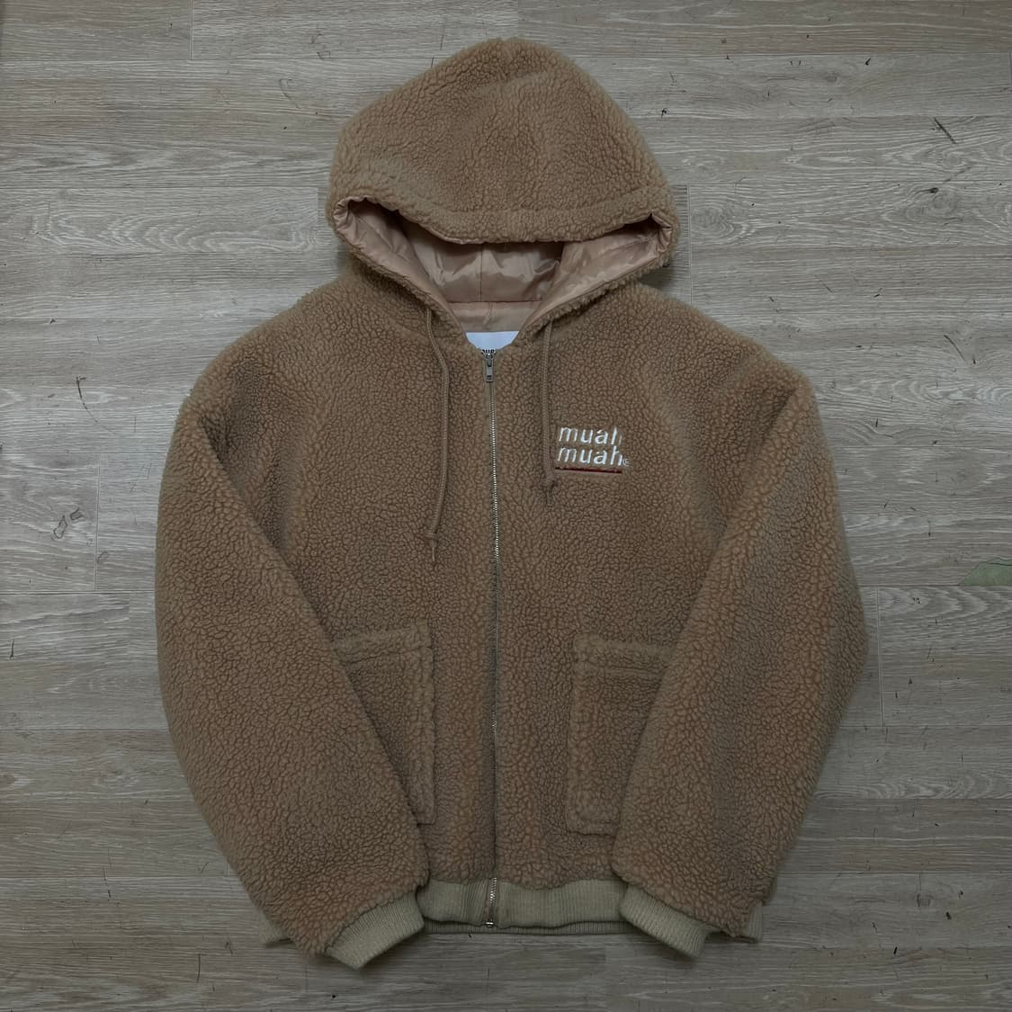 무아무아 양털 뽀글이 후리스 후드자켓 [베이지] M/95 상품이미지1