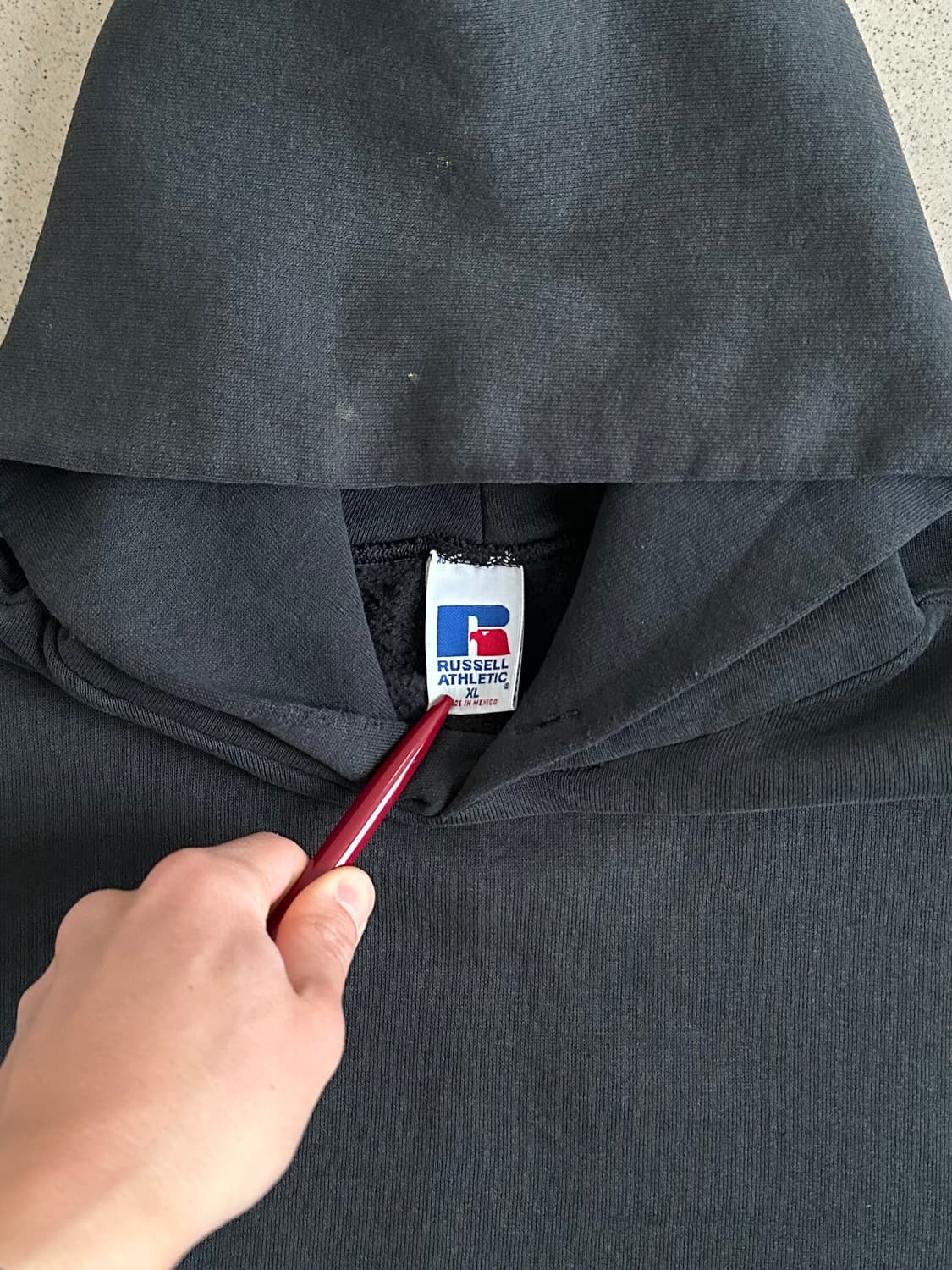 90s 빈티지 러셀 후드 블랙 XL 페인팅 상품이미지10