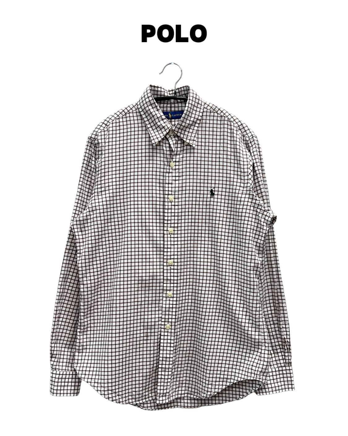 (S) 폴로랄프로렌 체크셔츠 화이트/브라운 상품이미지1