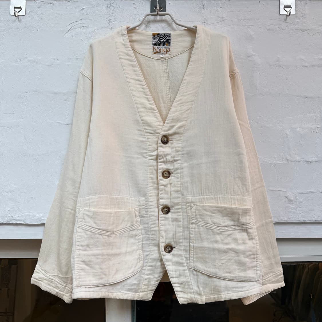 Konga 90s 아이보리 코튼 노칼라 자켓 F 상품이미지1