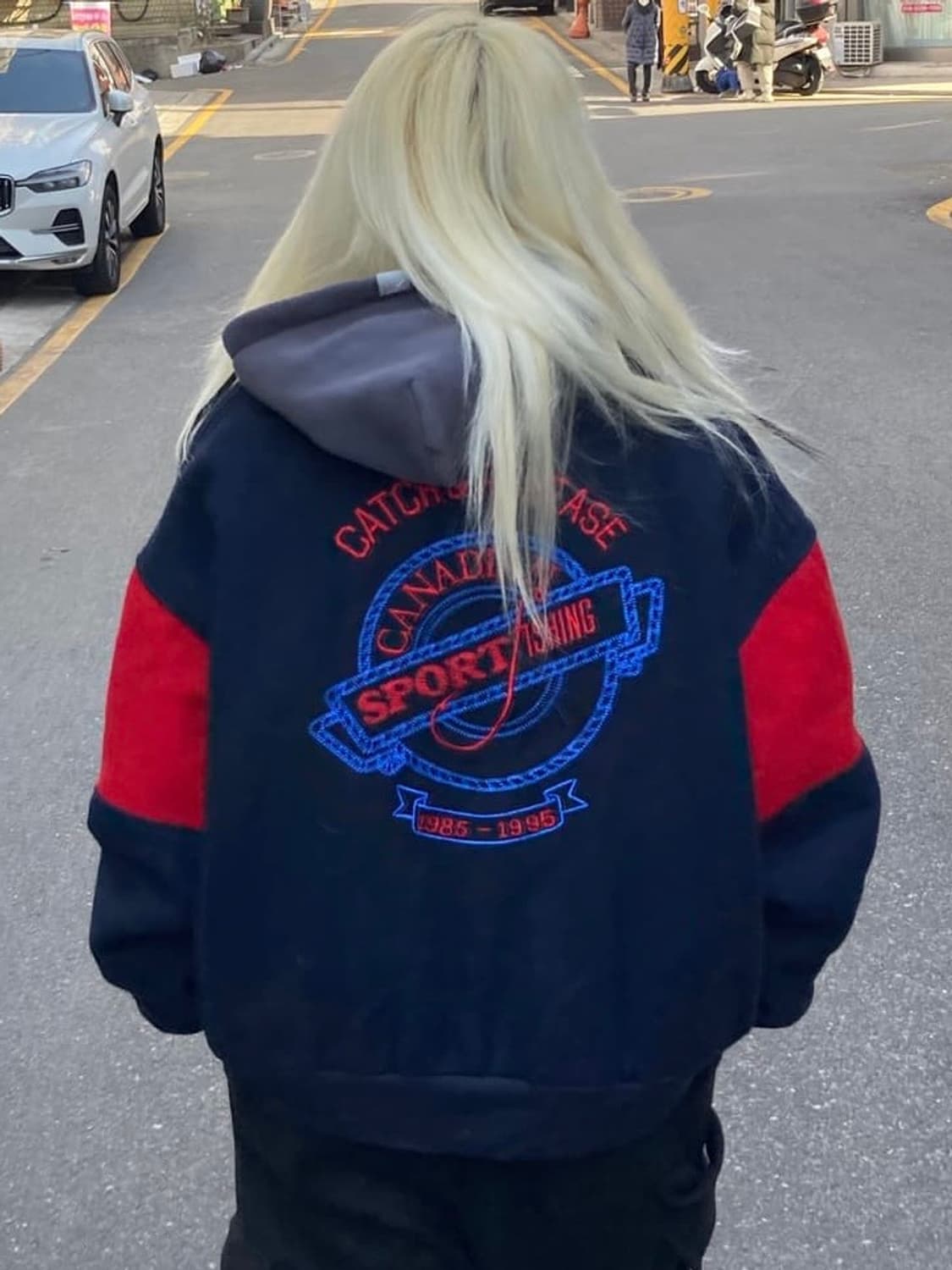 (빈티지)Made in Canada 체인스티치 컬러블록 울 바시티자켓 상품이미지1
