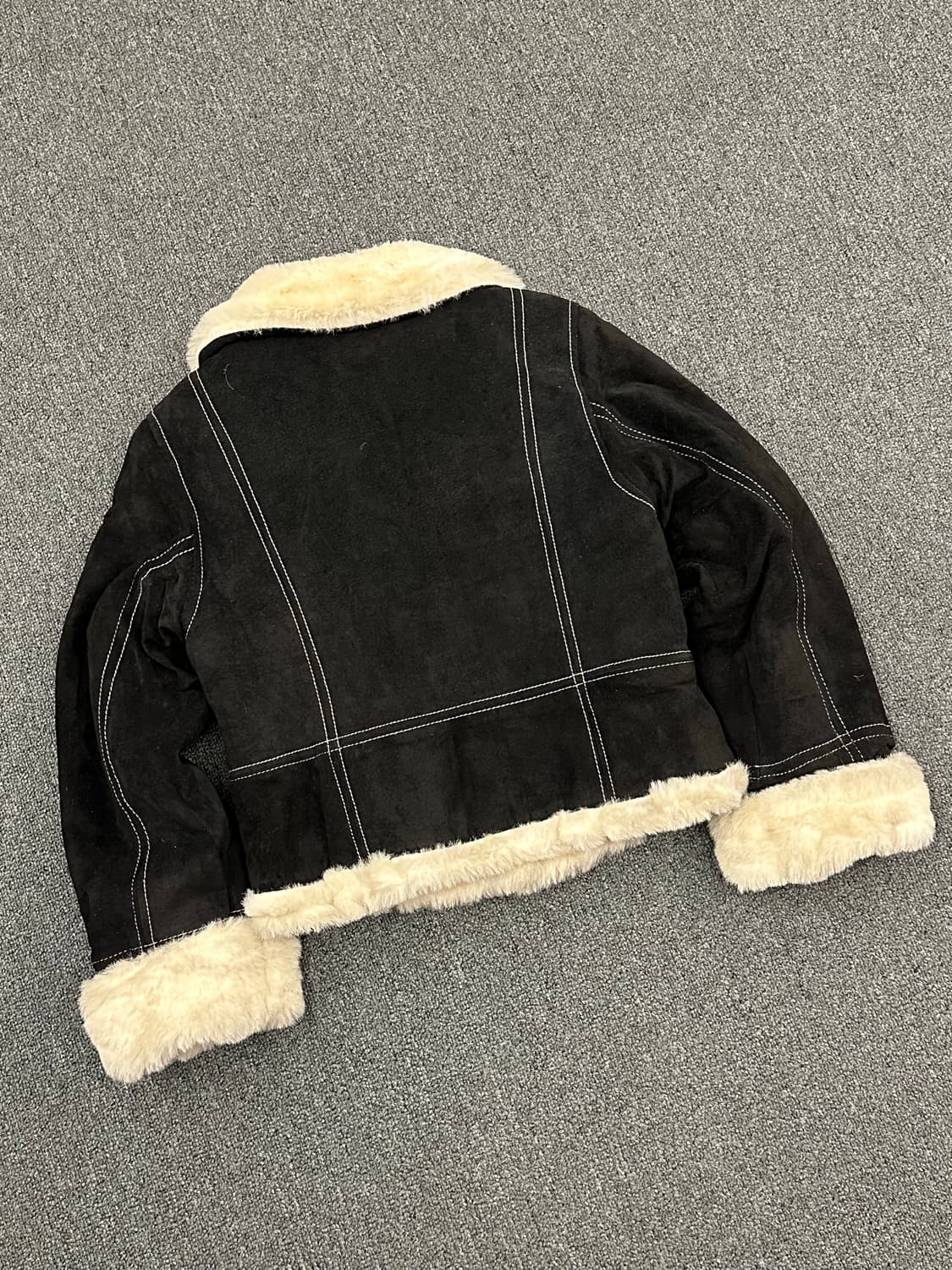 OS)Japanese vintage 여성 블랙 퍼 무스탕 자켓 상품이미지4