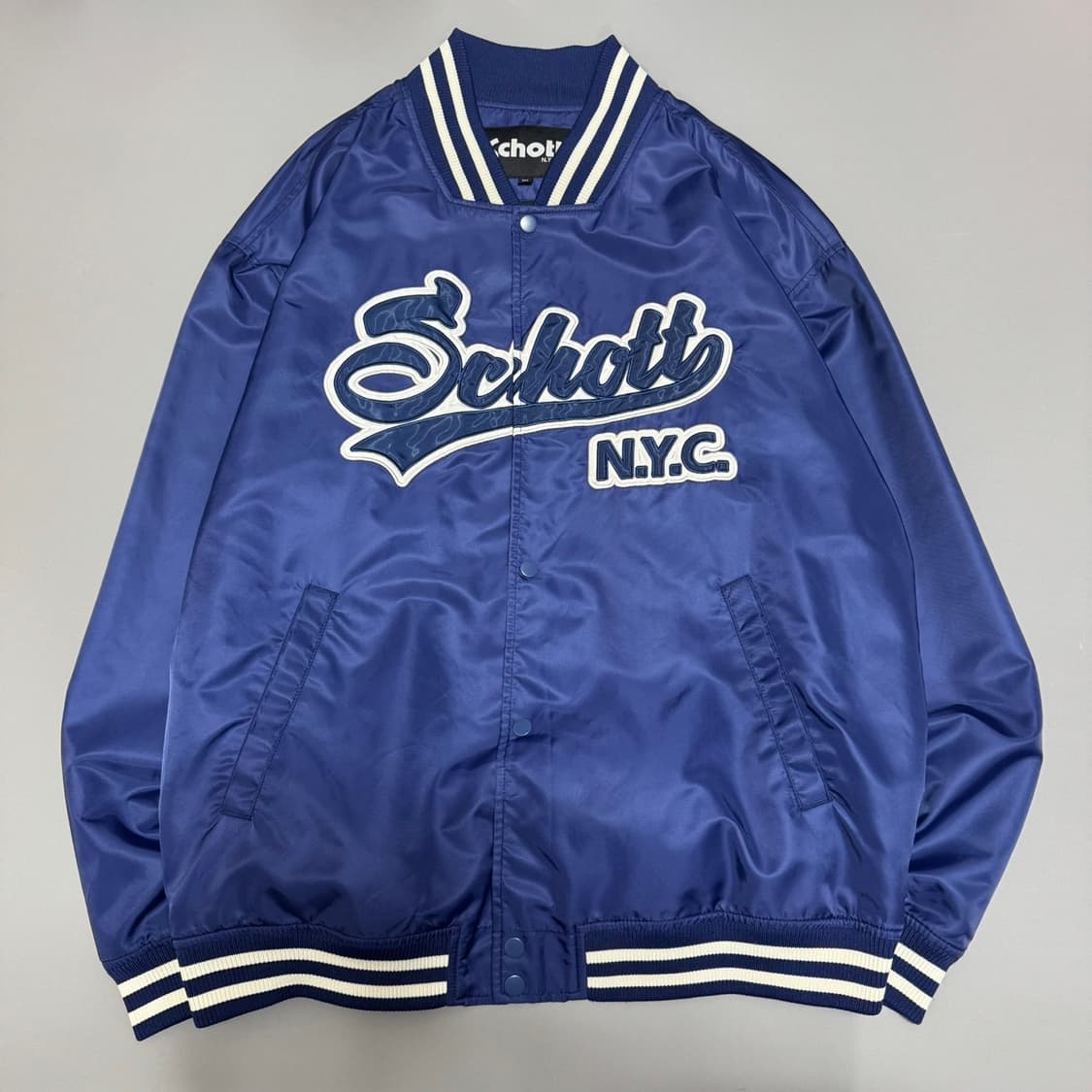 쇼트(Schott) 22ss 블루컬러 스펠링 로고 나일론 바시티 자켓 상품이미지7