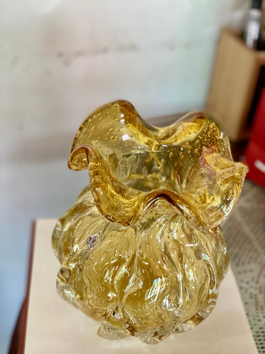 일본 유리공예 앰버 화병 꽃병 빈티지 소품 상품이미지3