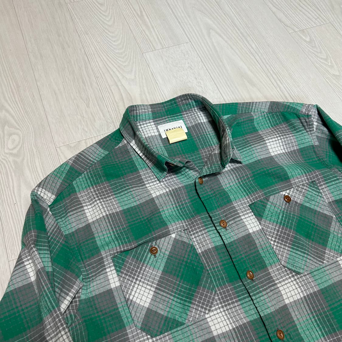 [M] khakis 섀도 체크 플란넬셔츠 그린 상품이미지4
