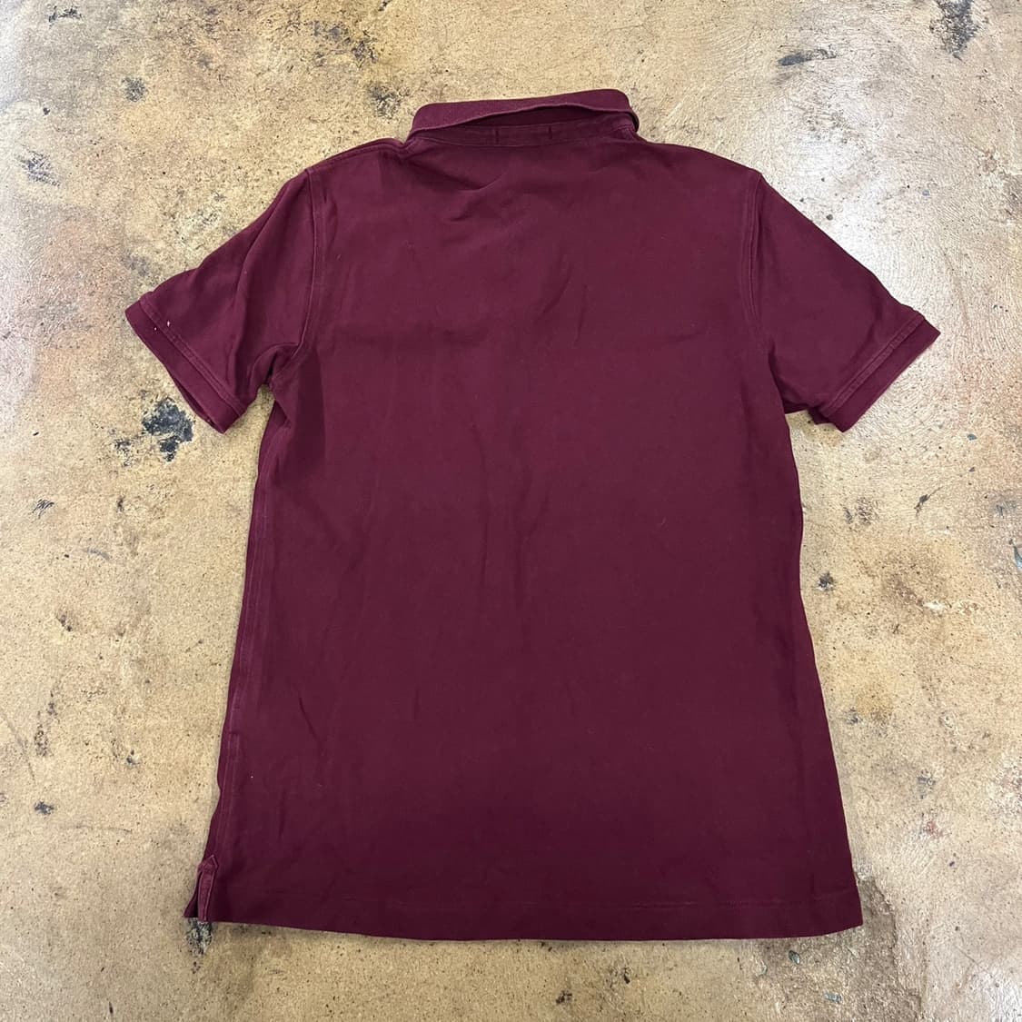 [정품/M] 버버리 반팔 카라티 버건디 b8 상품이미지3