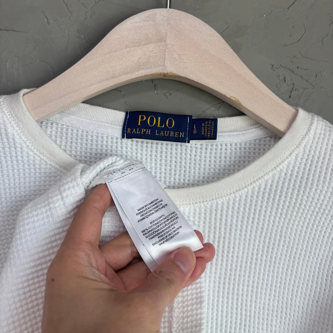 폴로 랄프로렌 와플 롱슬리브 화이트 상품이미지3