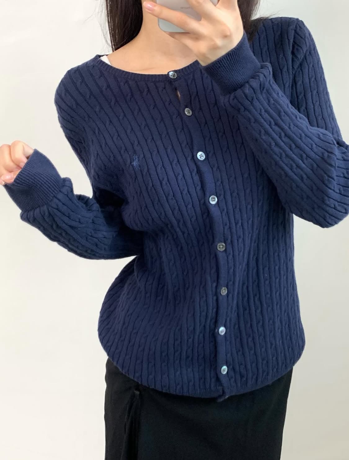 RalphLauren 랄프로렌 네이비 케이블 니트가디건 상품이미지1