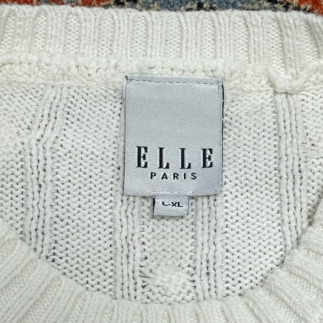 엘르 화이트 꽈배기 반팔 니트 여성L 상품이미지3