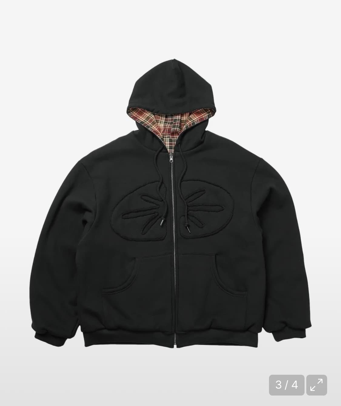 Reversible Hoodie Zip-Up Check red 상품이미지2