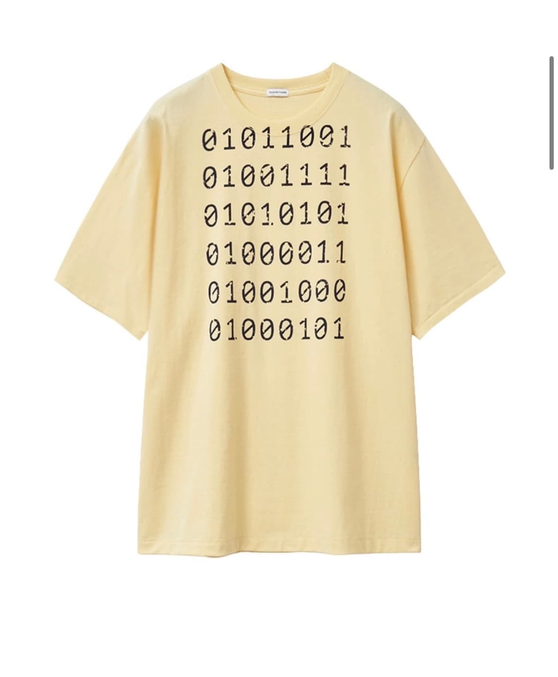 SQ BINARY SHORT SLEEVE TEE Pale Yellow 상품이미지1