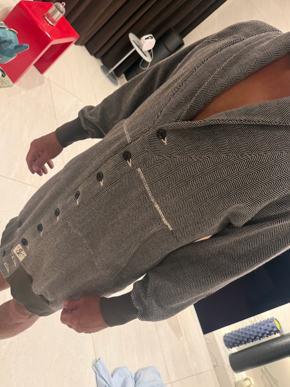 캐피탈 헤링본 패턴 롱가디건 상품이미지6