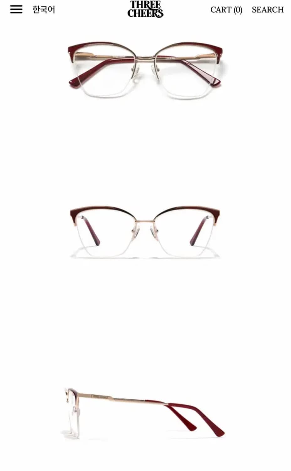 쓰리치얼스 안경 Lily wine/gold 상품이미지4