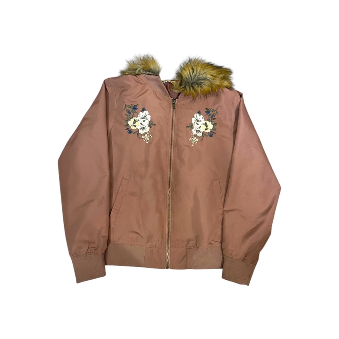 일본 빈티지 핑크 베이지 퍼 모피 울프죠 스카잔 자켓 M 상품이미지4