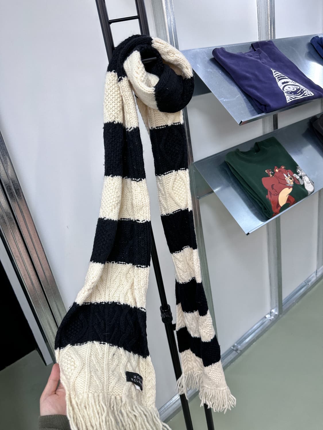 black&white cable knit muffler 상품이미지1