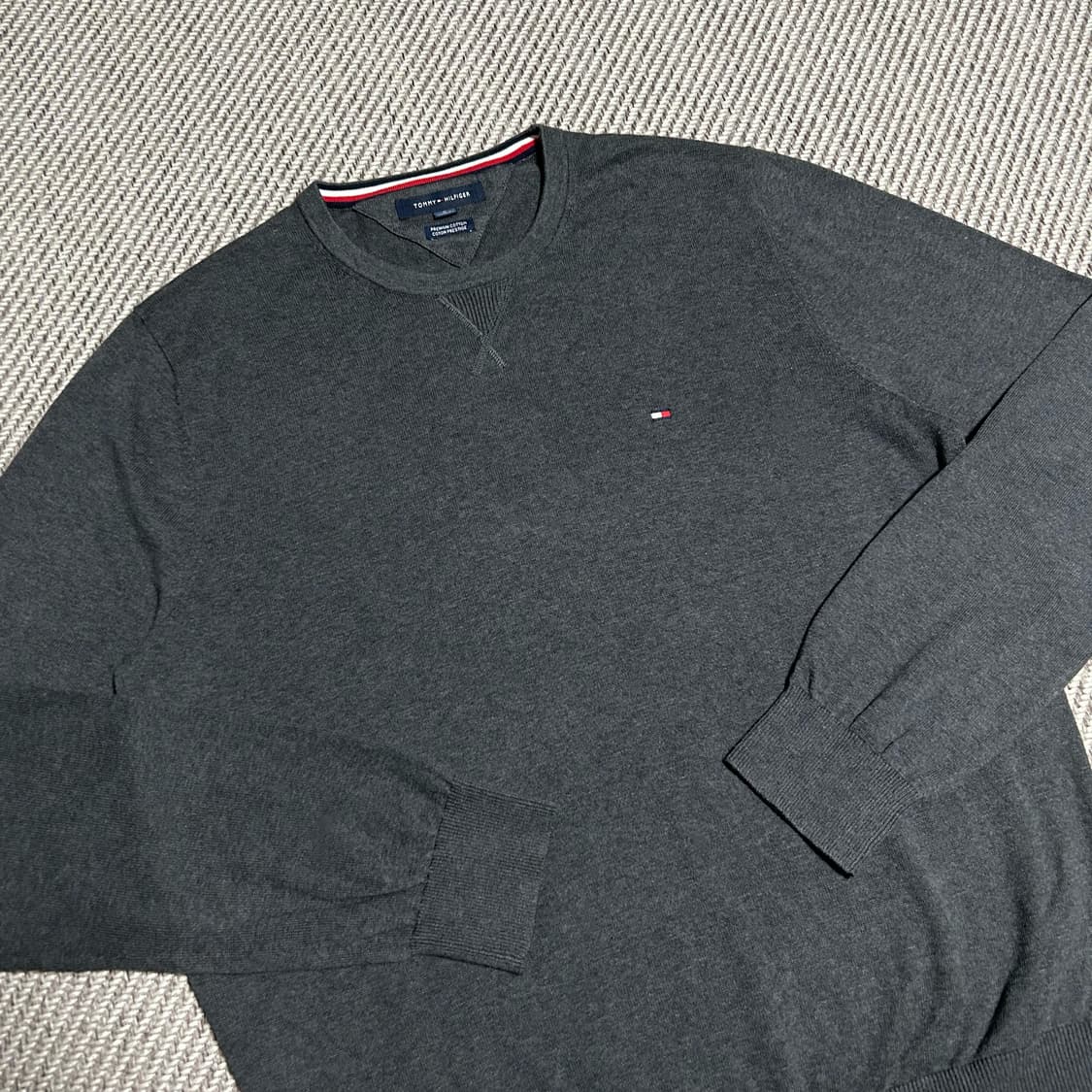 [M] Tommy 타미힐피거 다크그레이 코튼 라운드 니트 상품이미지2