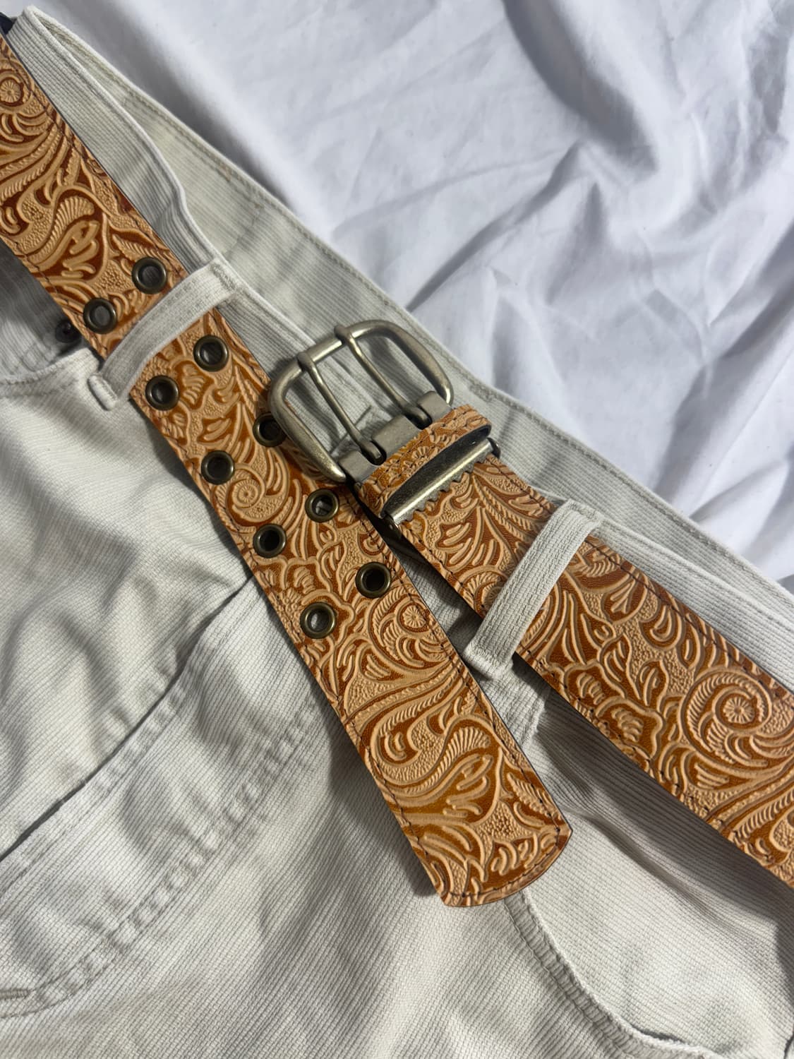 빈티지 카빙 레더 벨트 상품이미지1