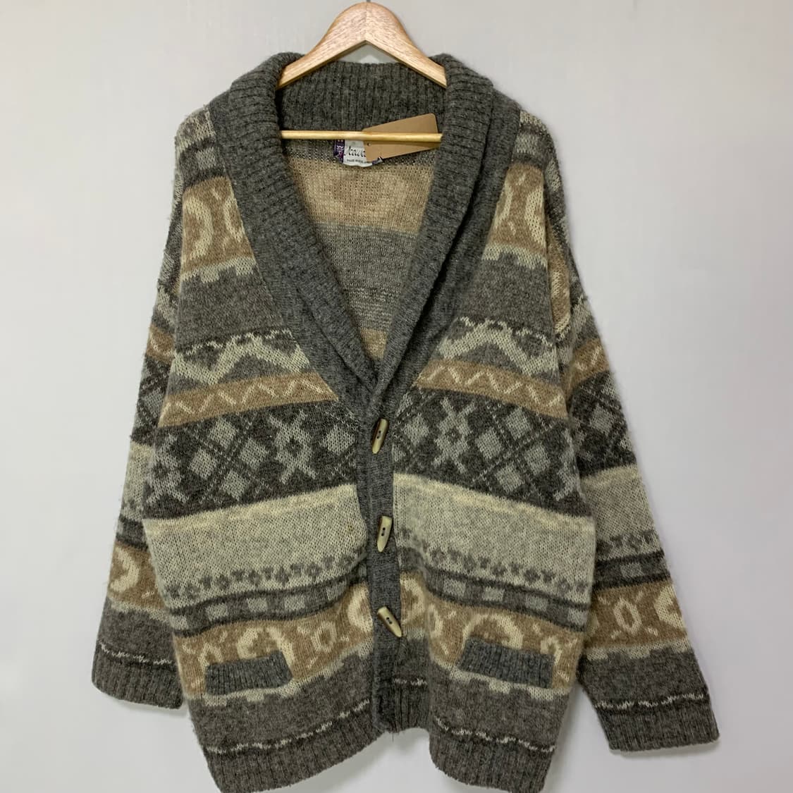 JPN 일본 빈티지 노르딕 패턴 더플 울니트 스웨터 가디건 남녀공용 상품이미지2
