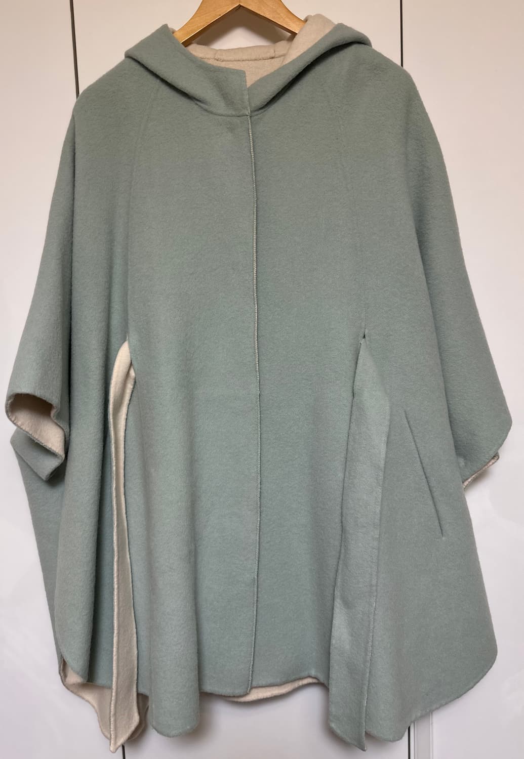 듀엘 민트 울 알파카후드 판쵸 케이프 코트 상품이미지1