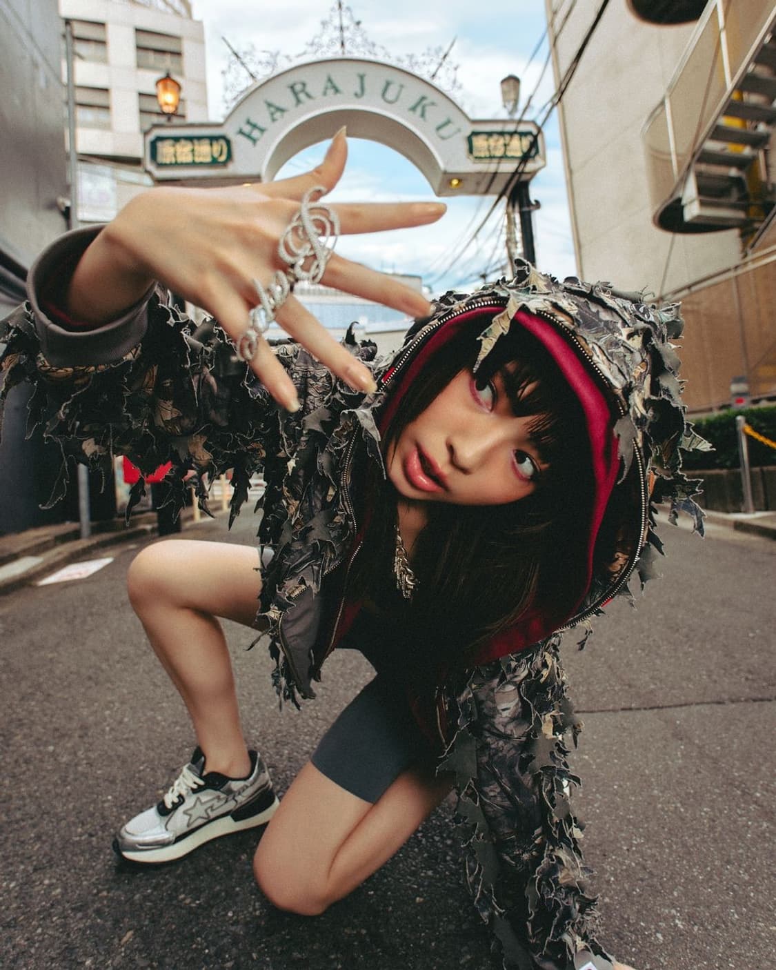 베이프 트리 엣지 카모 레이저 샤크 후드 집업 상품이미지3