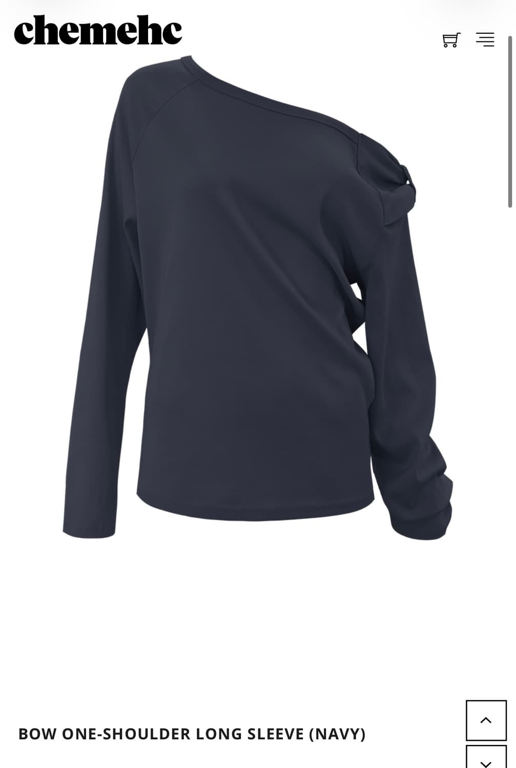 체메씨 BOW ONE-SHOULDER LONG SLEEVE (NAVY) 상품이미지1