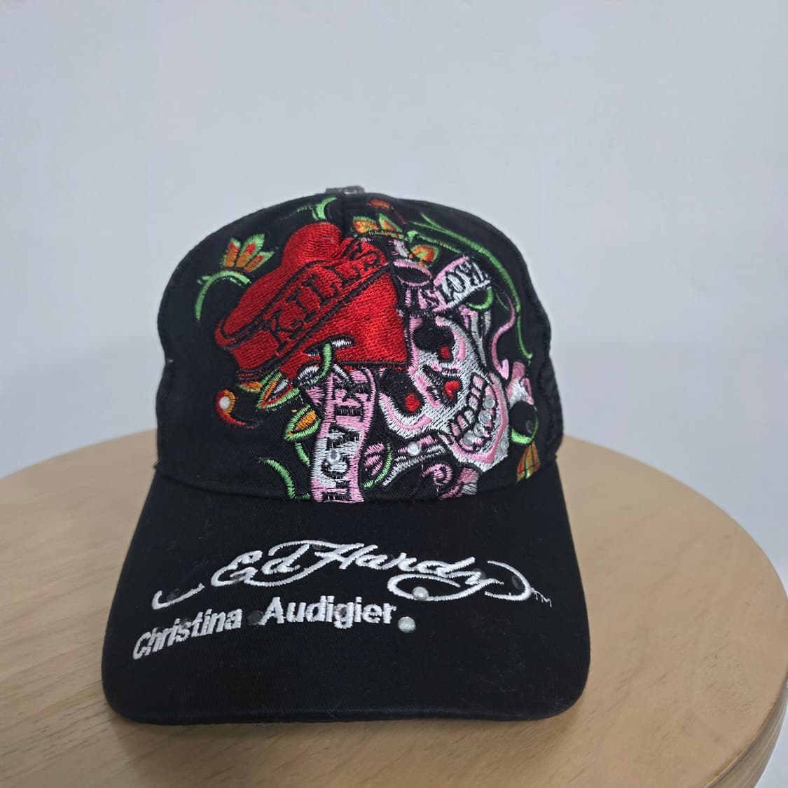 에드하디 y2k 블랙 스컬 해골 자수 볼캡 트러커 모자 상품이미지1