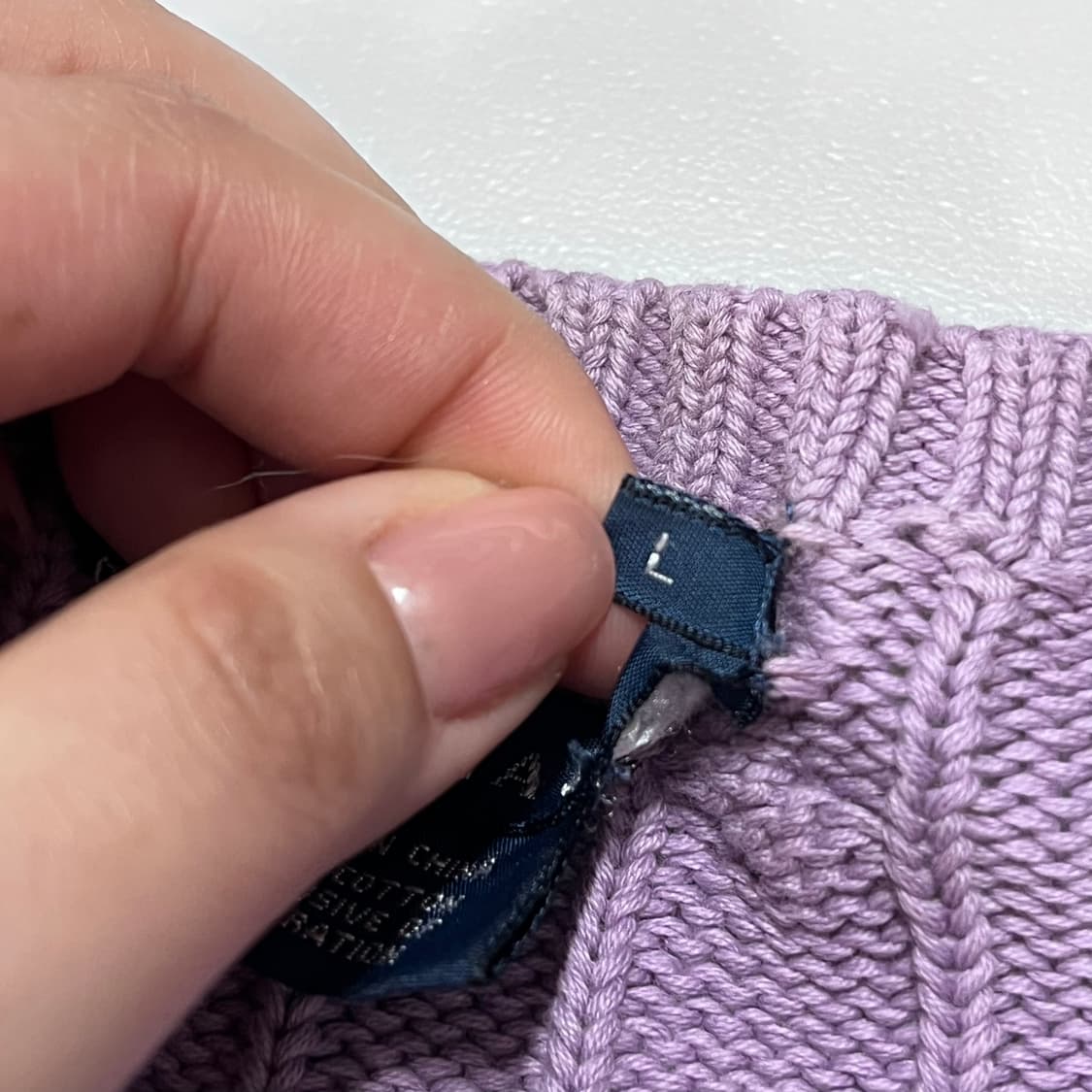 [정품] 폴로 보라 / 네이비포니 꽈배기 니트 [ L ] 상품이미지6