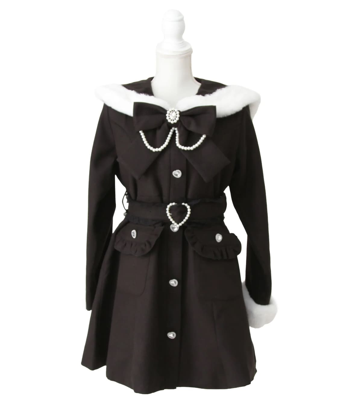 디어마이러브 코트 양산형 지뢰계 로리타 블랙 벨트 일브 셋업 리즈리사 상품이미지2