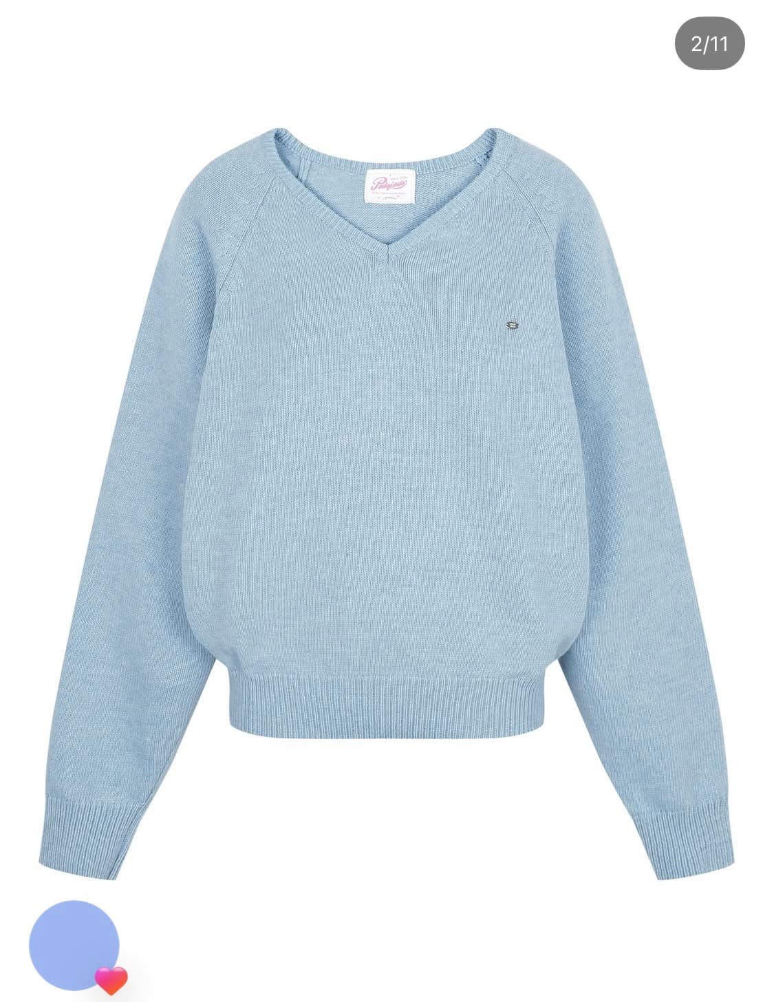 페일제이드 스카이블루 울 오버핏 브이넥 니트 하늘색 상품이미지1