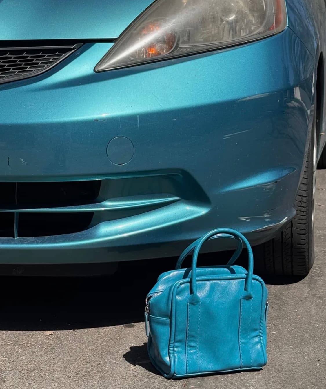 여밈 미니 박스백 아쿠아  상품이미지3