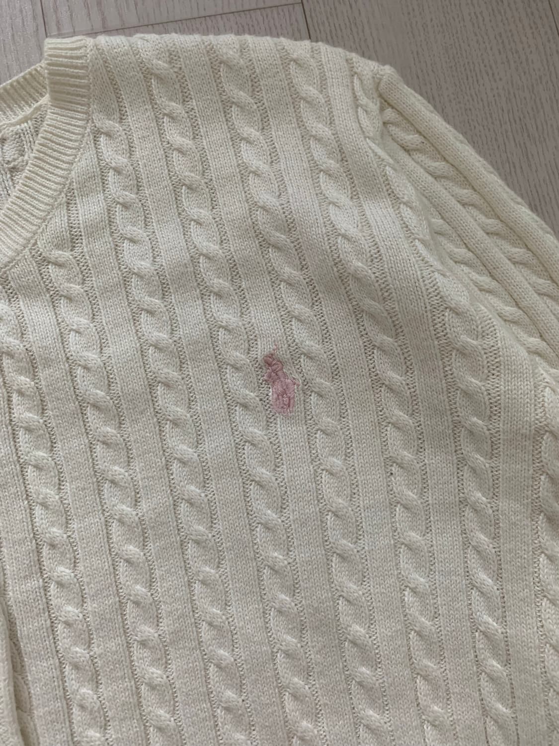 폴로 랄프로렌 포니로고 화이트 케이블 니트 가디건 상품이미지6