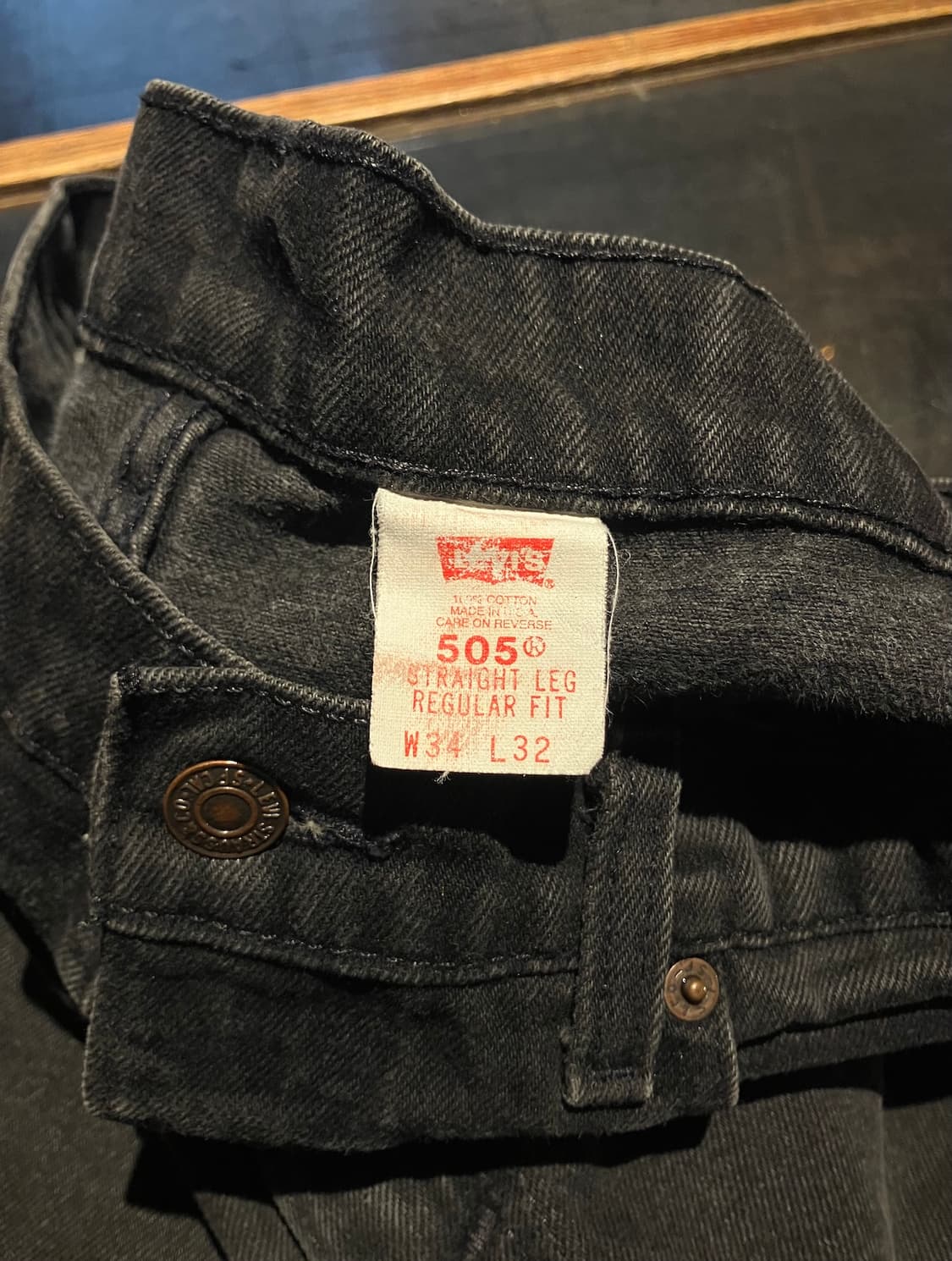 90s USA 빈티지 리바이스 505 블랙 데님 팬츠 상품이미지9