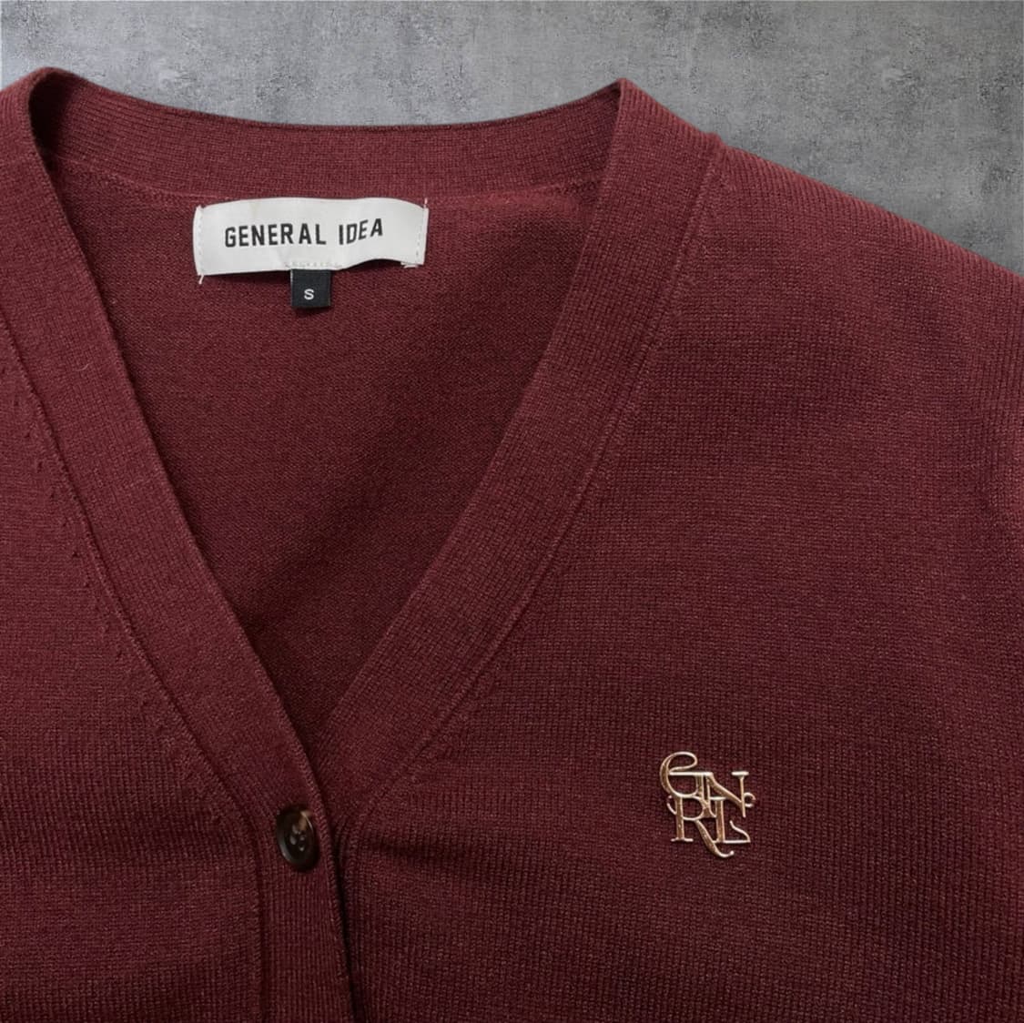제너럴 아이디어 General idea 버건디 크롭 브이넥 가디건 S 상품이미지5