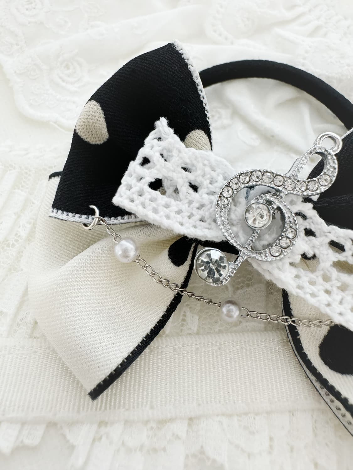 빈티지 레이스 리본 머리끈 헤어끈 머리핀 헤어핀 브로치 상품이미지3