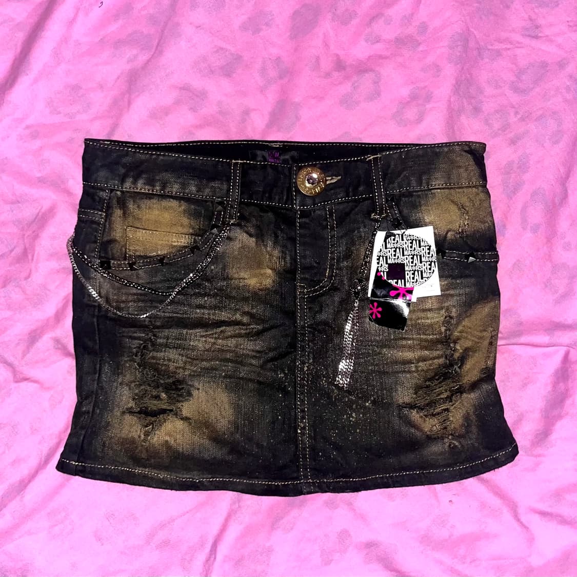 REAL MA*RS 펑크 오네가루 골드 글리터 스커트 y2k MARS 상품이미지1