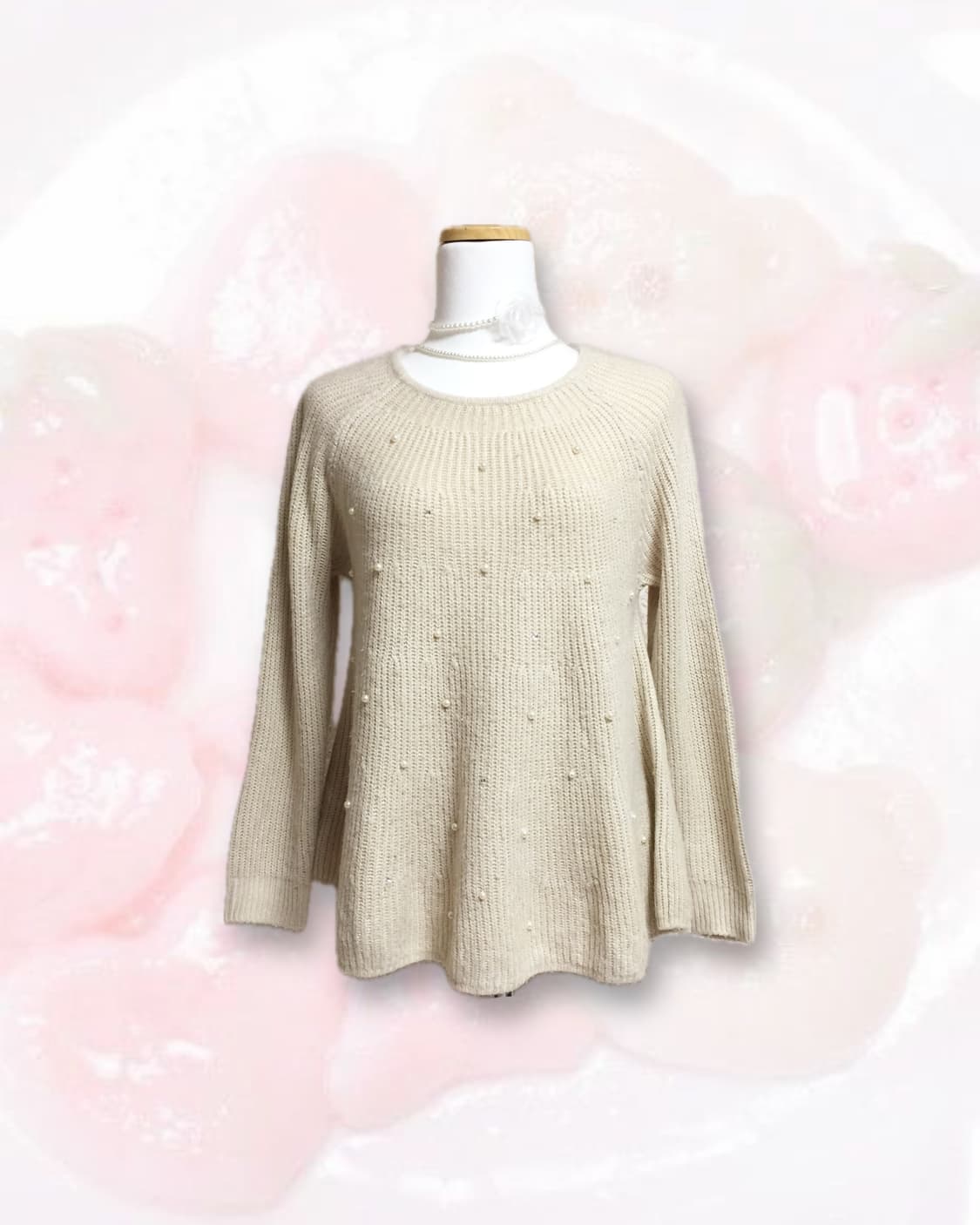 빈티지 베이지 큐빅 니트 상품이미지1