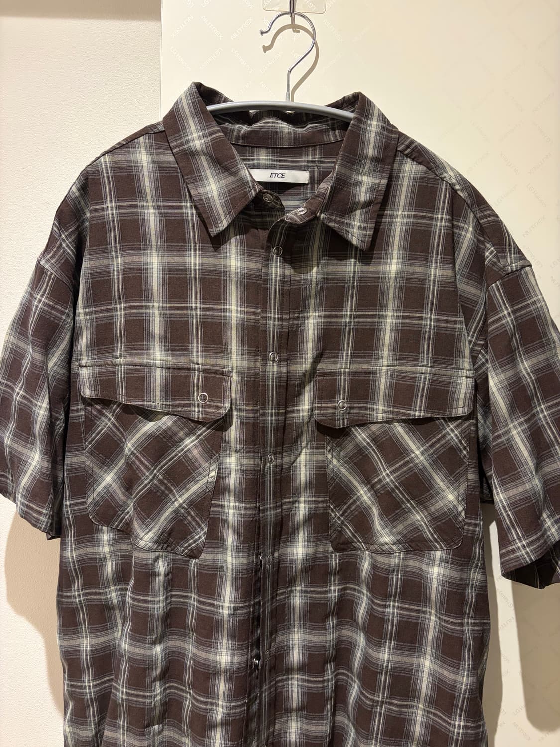 ETCE 반팔 체크셔츠 m (체감상 100) 상품이미지3