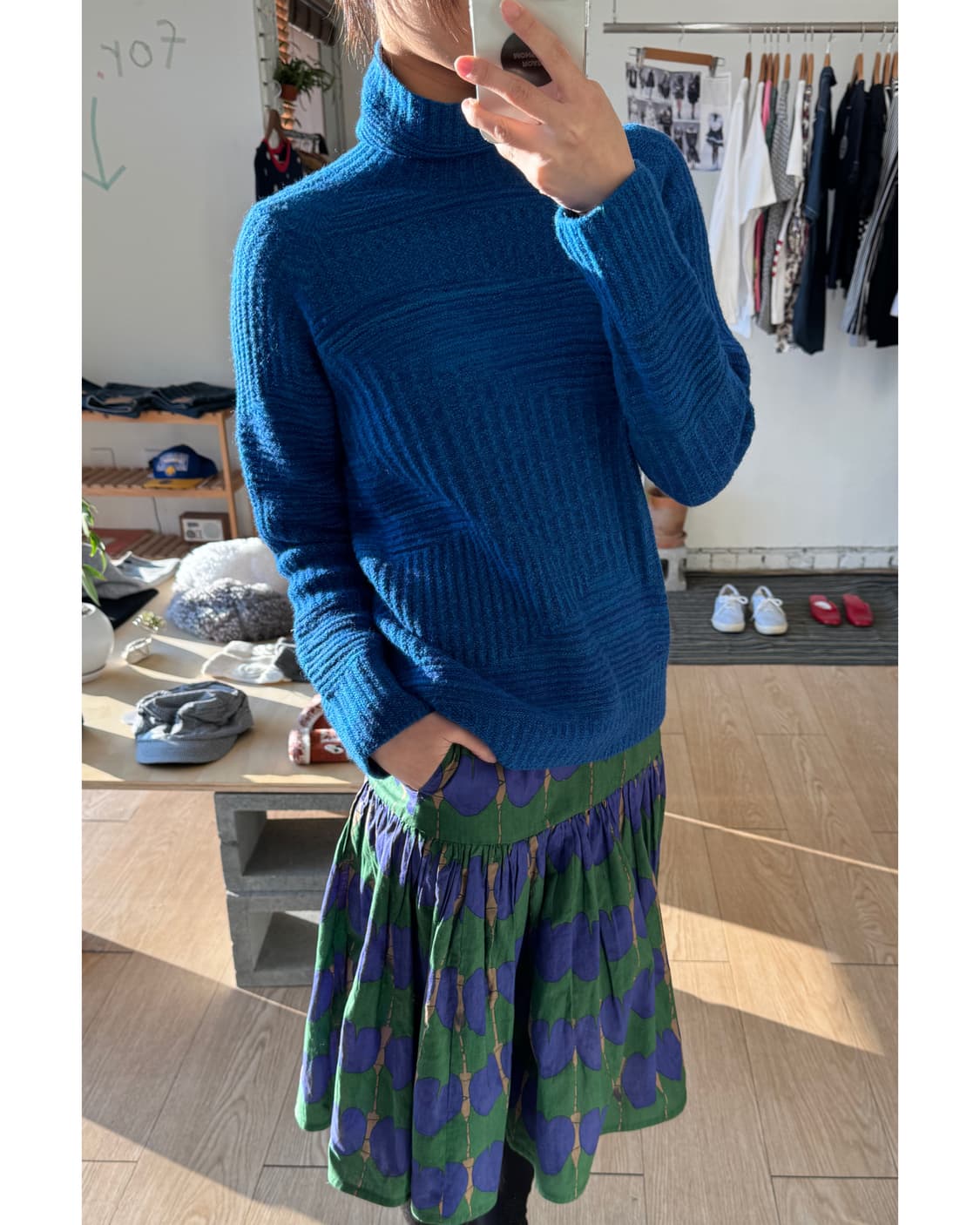 Japanese vintage blue knit / wool 95% 상품이미지1