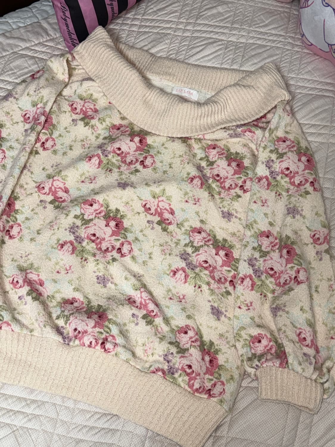 리즈리사 니트 오프숄더 원피스 꽃무늬 상품이미지2