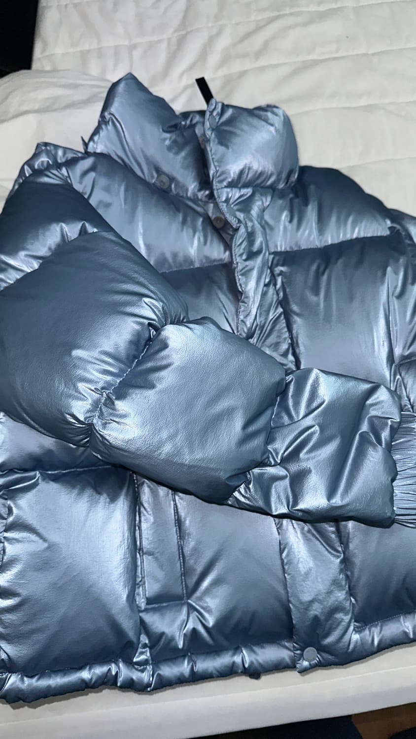 크롬 느낌 크롭 패딩 (하늘색) 상품이미지1