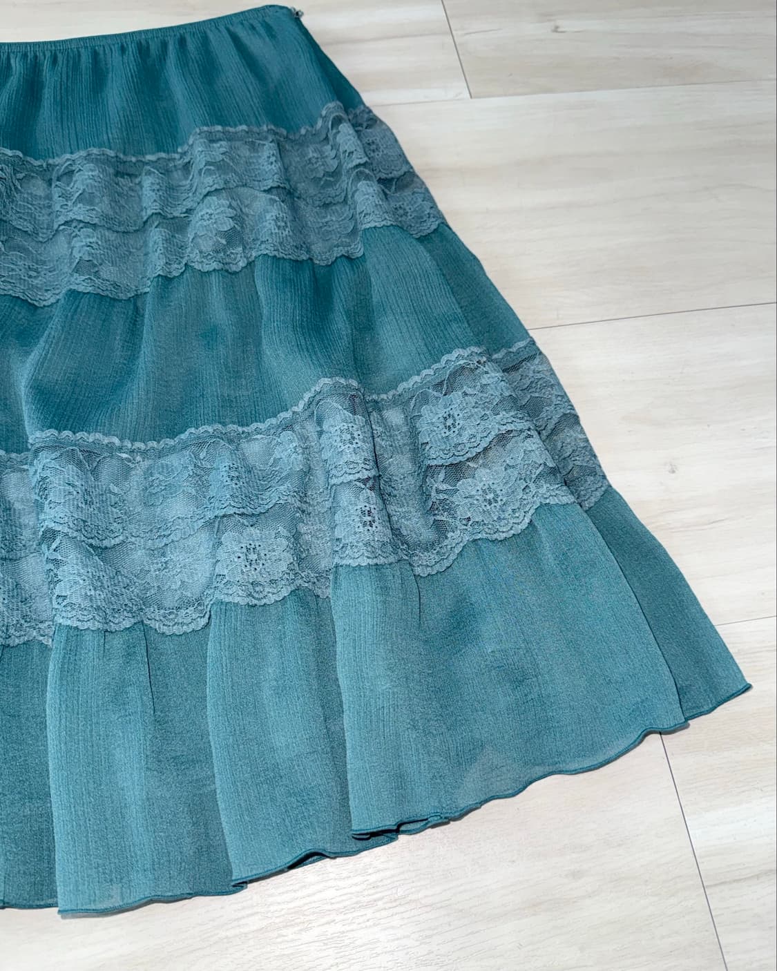 L'EST ROSE Teal Blue Lace Skirt 상품이미지7